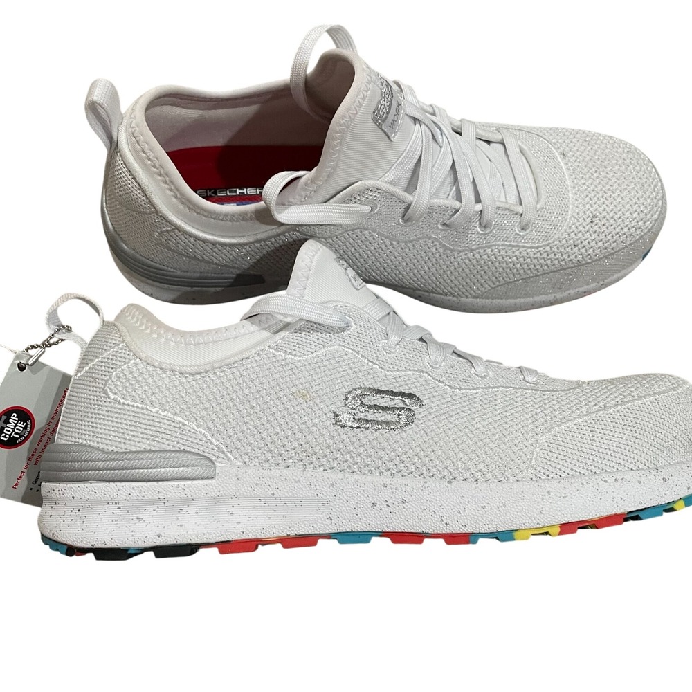 Skechers Work Women Comp Toe Shoes 9.5 White Air-Cooled Memory Foam‎ Slip Resist